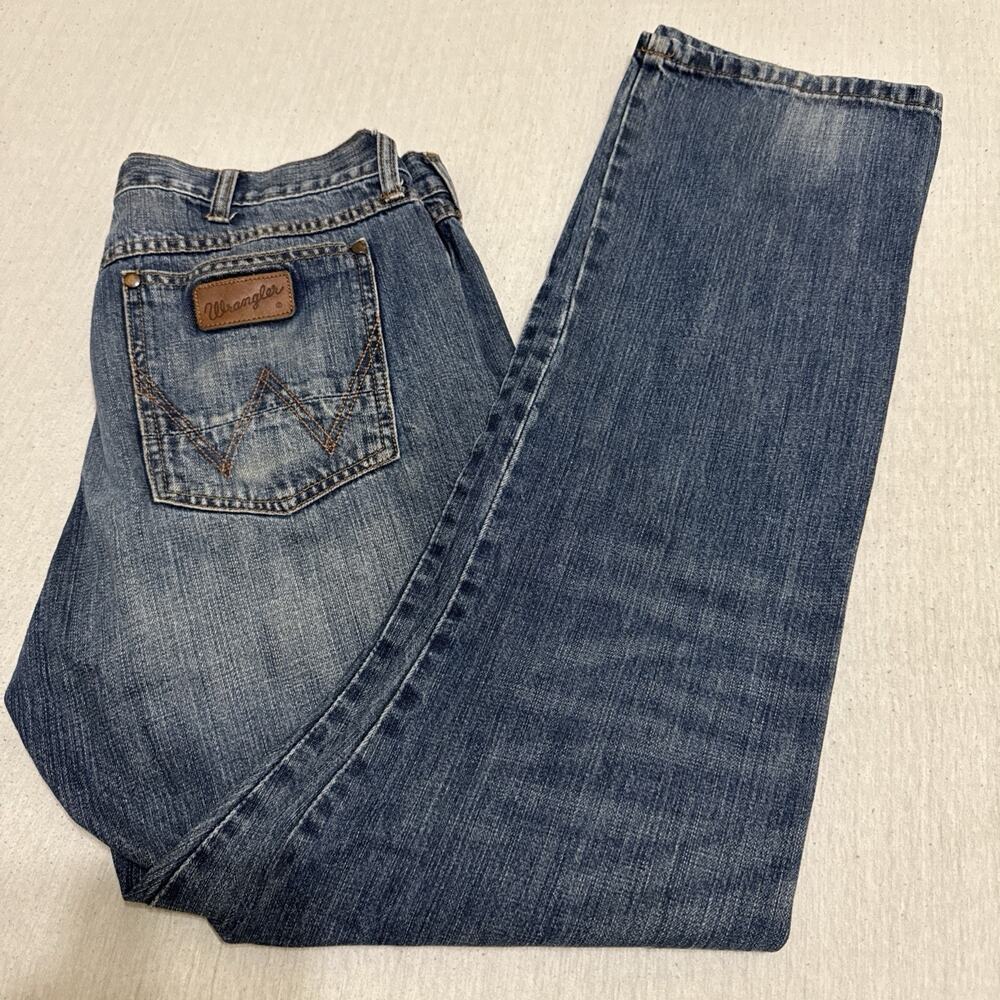 Wrangler Retro Slim Straight 88MWZ Mens Jeans Blue Denim 34x34 Medium Wash